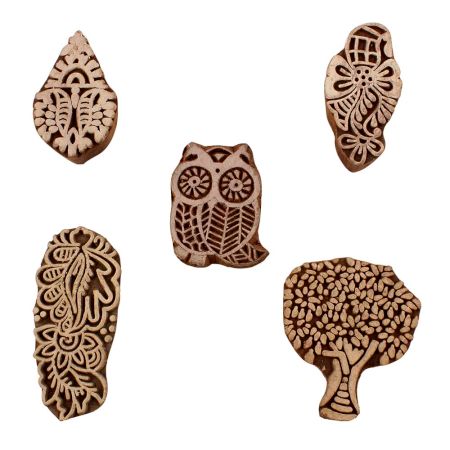 Set of 5 Piece New Mix Wooden Printing Blocks